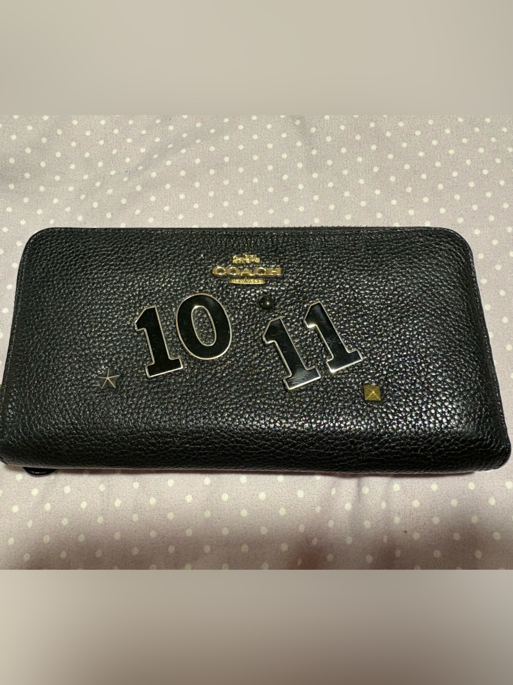 Coach Black Pebble Leather Zip Wallet